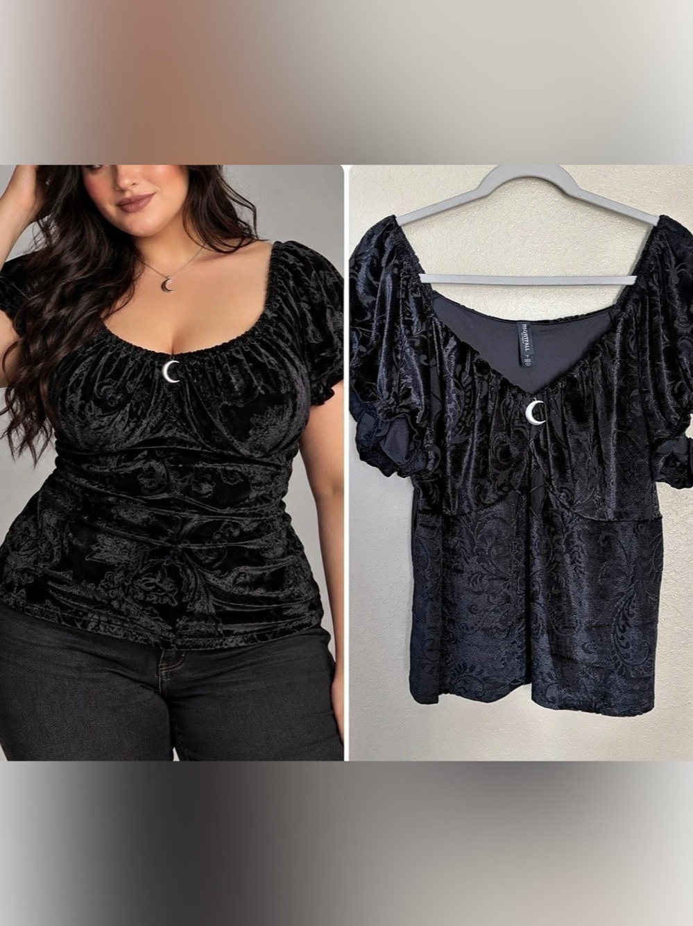 Nightfall By Torrid Storybook Black Burnout Crescent Moon Goth Top Size 3X